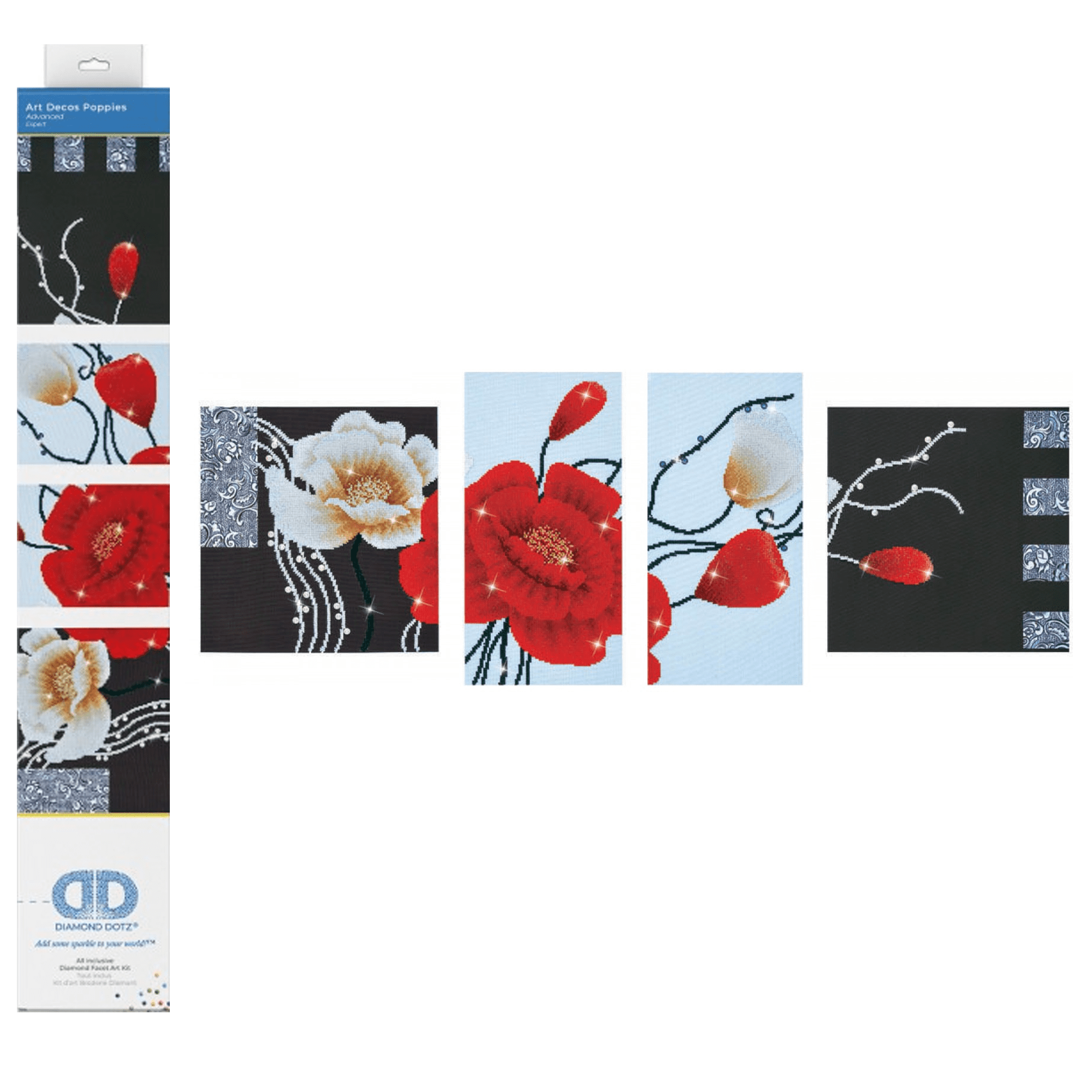 Diamond Dotz Deco Poppies Floral  Diamond Painting Kits for Adults - Diamond Art Kits a Relaxing Creative Craft Kit with Dotz Gems 19.7"x55.9"