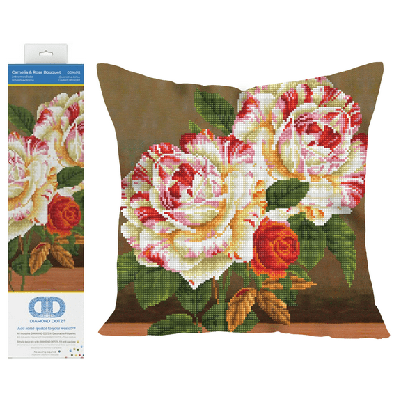 Diamond Dotz Diamond Embroidery Pillow Facet Art Kit-Camellia & Rose Bouquet