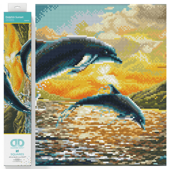 Diamond Dotz Dolphin Sunset Diamond Painting Kits for Adults - Diamond Art Kits a Relaxing Creative Craft Kit with Dotz Gems 12.4x16.5