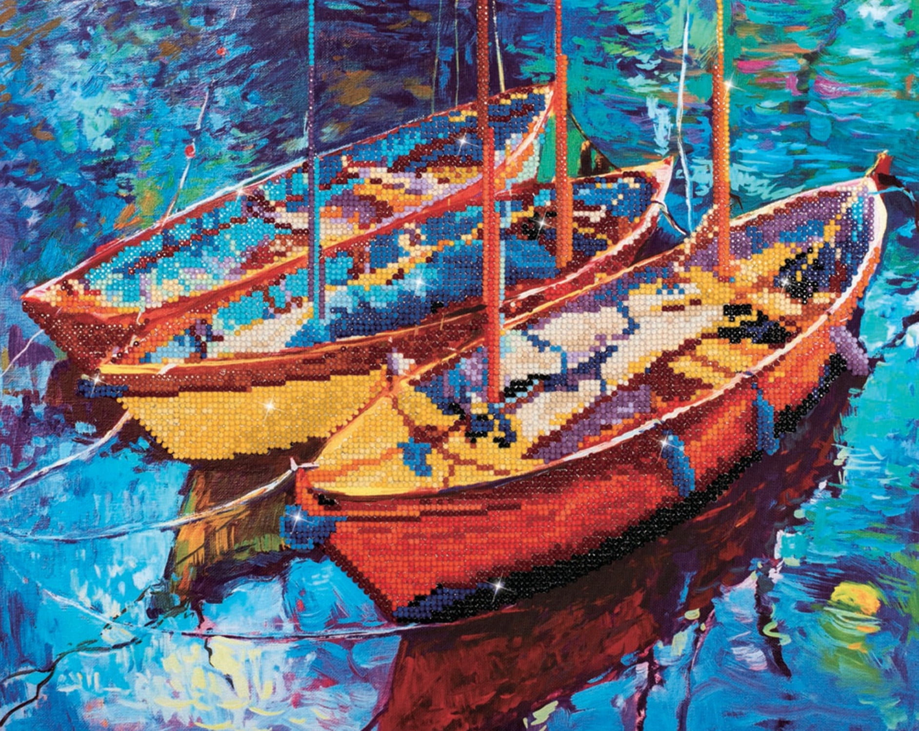Diamond Dotz Dream Boats Sea Diamond Painting Kits for Adults - Diamond Art Kits a Relaxing Creative Craft Kit with Dotz Gems 15"x18.5"