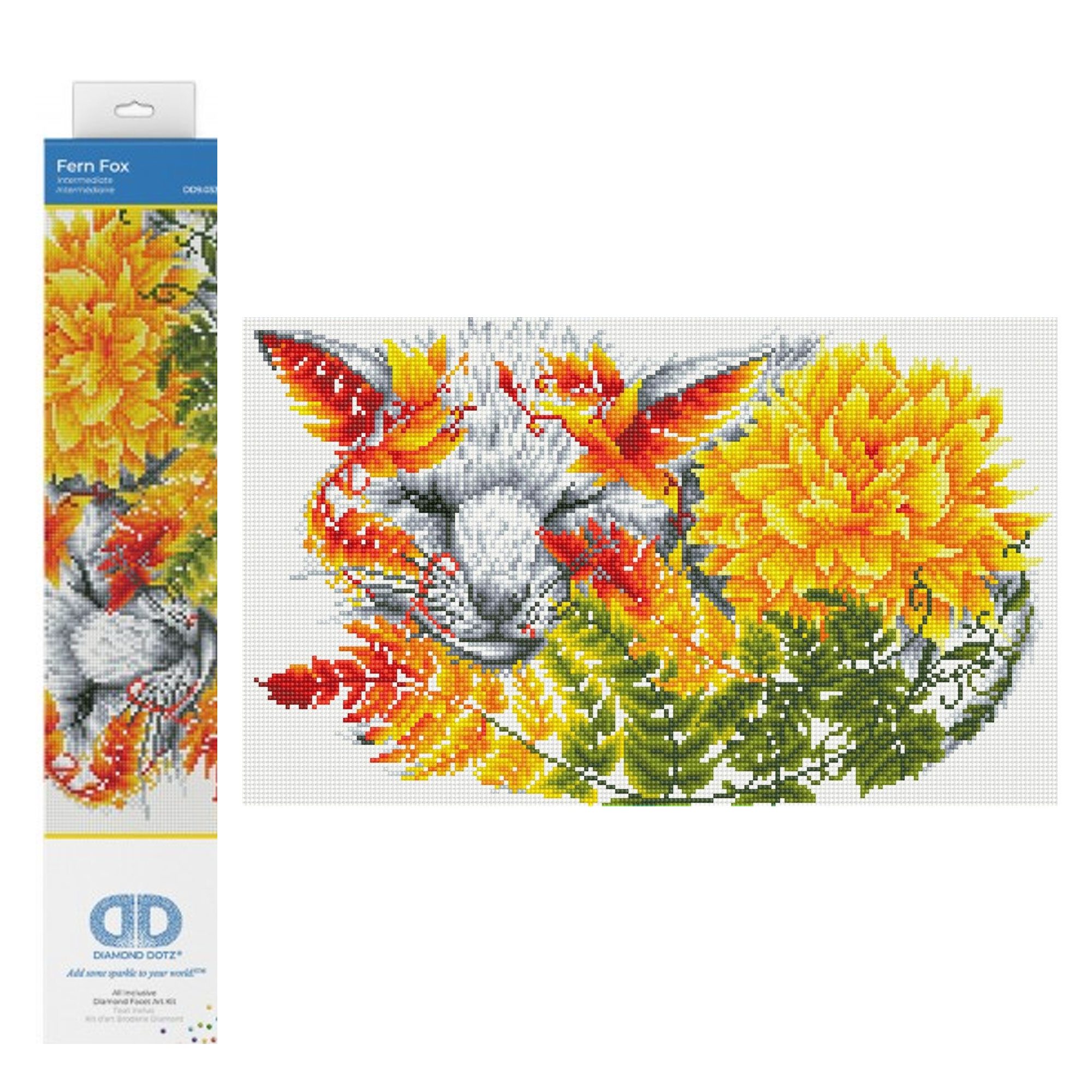 Diamond Dotz Fern Fox  Animal Diamond Painting Kits for Adults - Diamond Art Kits a Relaxing Creative Craft Kit with Dotz Gems  12.6"x20.5"