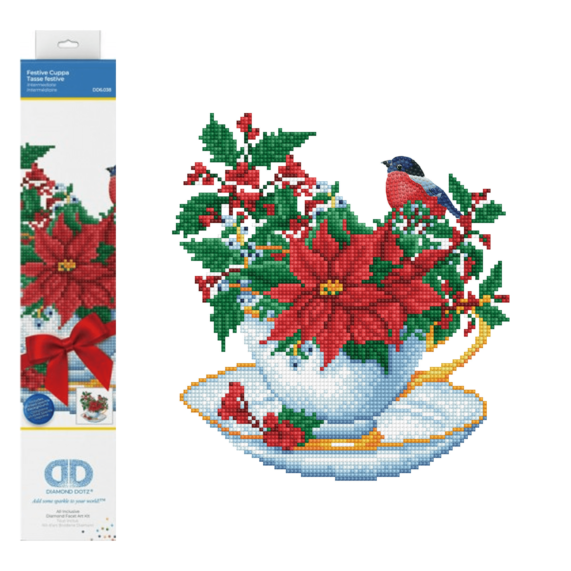 Diamond Dotz Festive Cuppa Floral Diamond Painting Kits for Adults - Diamond Art Kits a Relaxing Creative Craft Kit with Dotz Gems 12.6"x12.6"