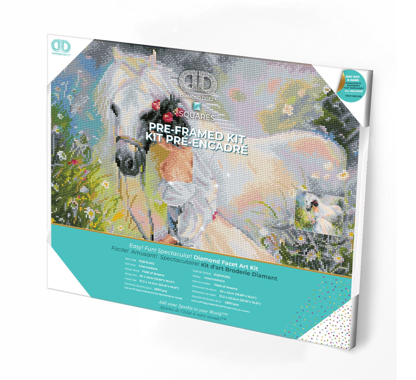 Diamond Dotz Field of dreams - Pre-Framed Kit Horse Diamond Painting Kits for Adults - Diamond Art Kits a Relaxing Creative Craft Kit with Dotz Gems 19.7"x16.1"