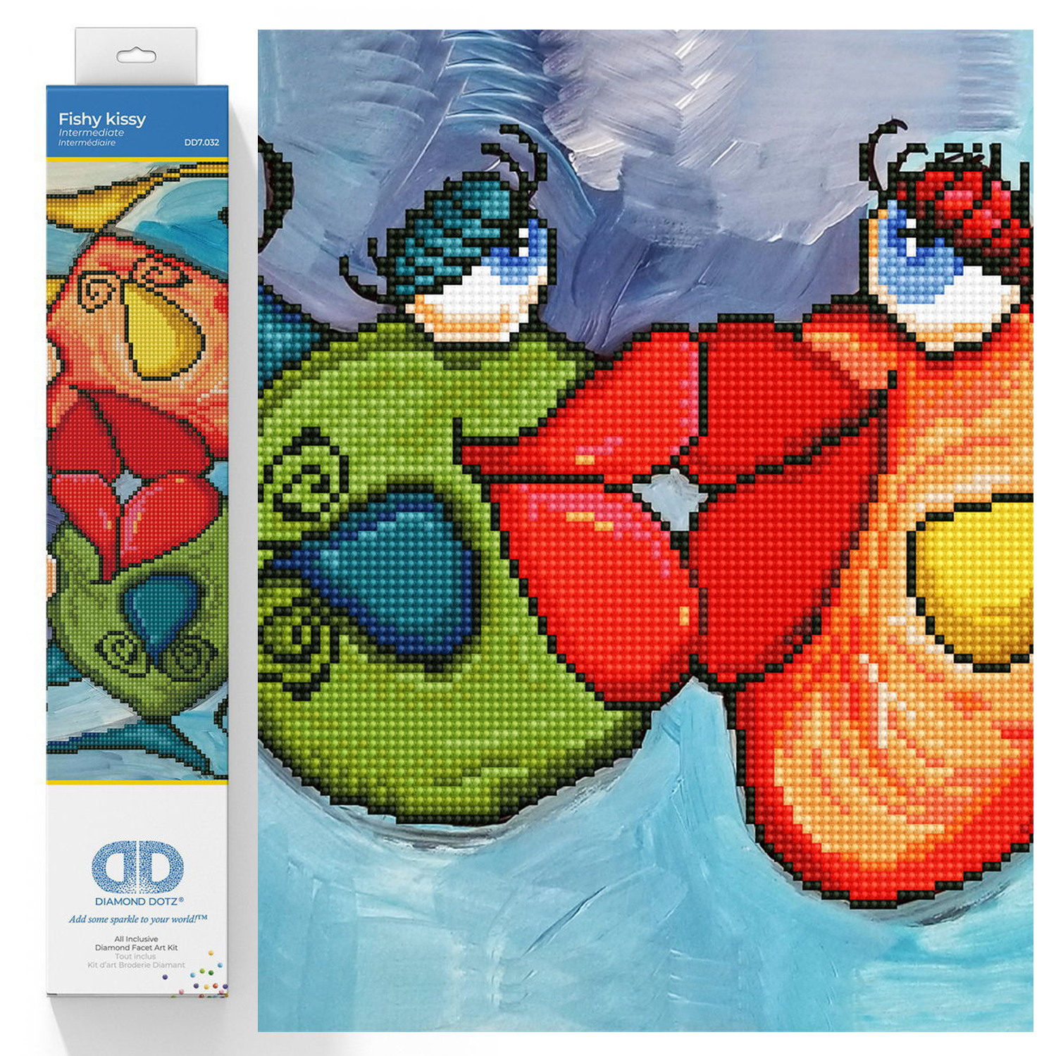 Diamond Dotz Fishy Kissy Fish Diamond Painting Kits for Adults - Diamond Art Kits a Relaxing Creative Craft Kit with Dotz Gems  11.8"x16.5"