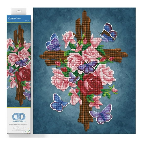 Diamond Dotz Flower Cross Diamond Painting Kits for Adults - Diamond Art Kits a Relaxing Creative Craft Kit with Dotz Gems 16x20