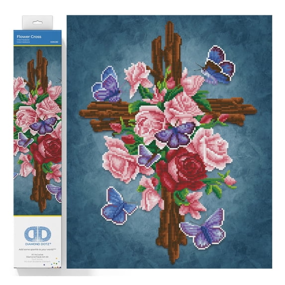 Diamond Dotz Flower Cross Diamond Painting Kits for Adults - Diamond Art Kits a Relaxing Creative Craft Kit with Dotz Gems 16x20
