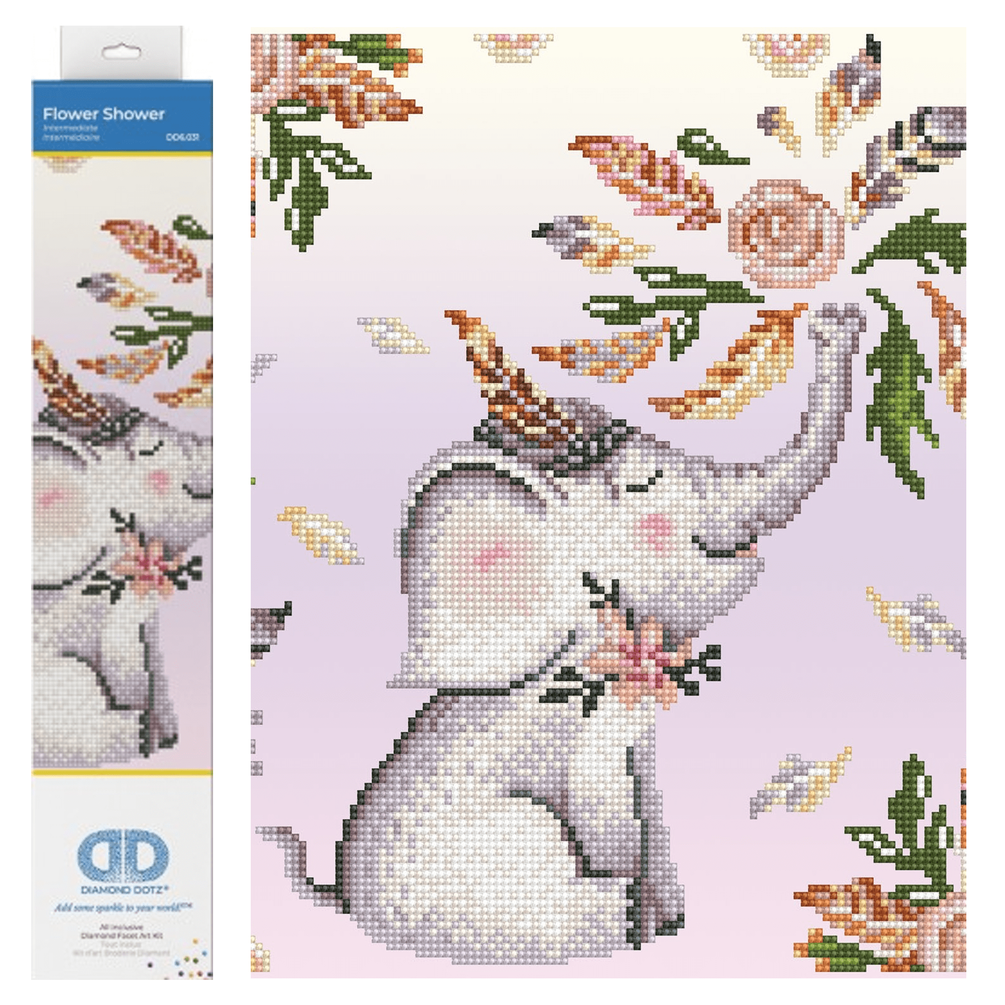 Diamond Dotz Flower Shower Elephant Diamond Painting Kits for Adults - Diamond Art Kits a Relaxing Creative Craft Kit with Dotz Gems  12"x14"
