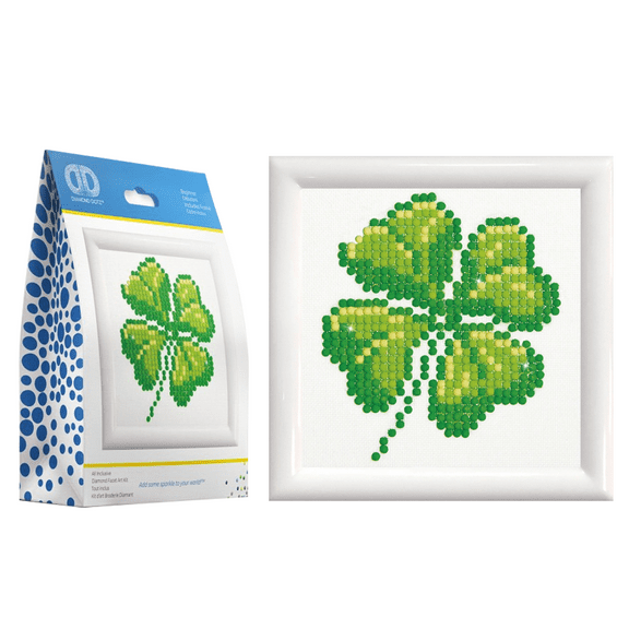 Diamond Dotz Four Leaf Clover Kit with Frame Lucky Diamond Painting Kits for Adults - Diamond Art Kits a Relaxing Creative Craft Kit with Dotz Gems 3.5"x3.5"