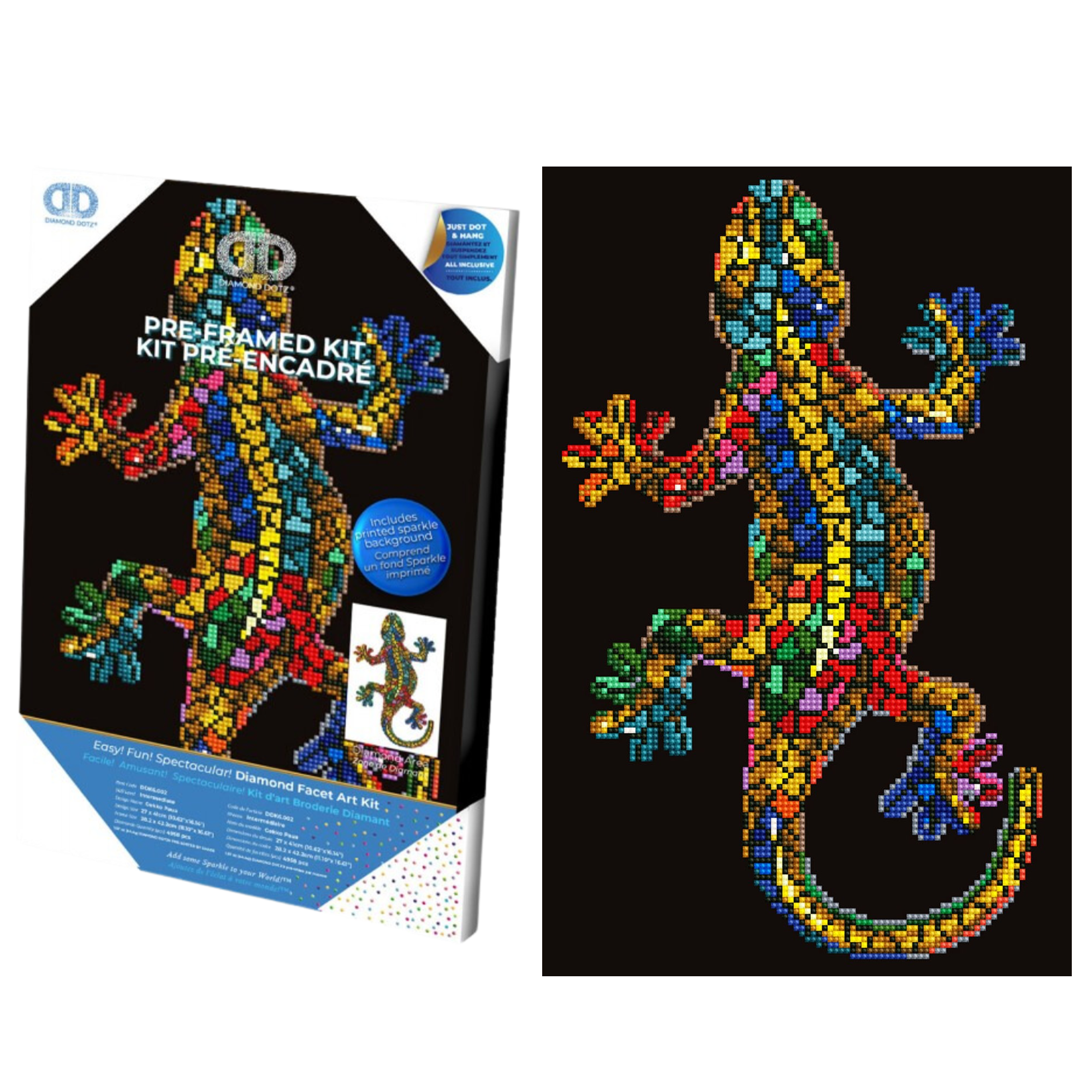 Diamond Dotz Gekko Paua with Frame Animal Diamond Painting Kits for Adults - Diamond Art Kits a Relaxing Creative Craft Kit with Dotz Gems 10.6"x16"