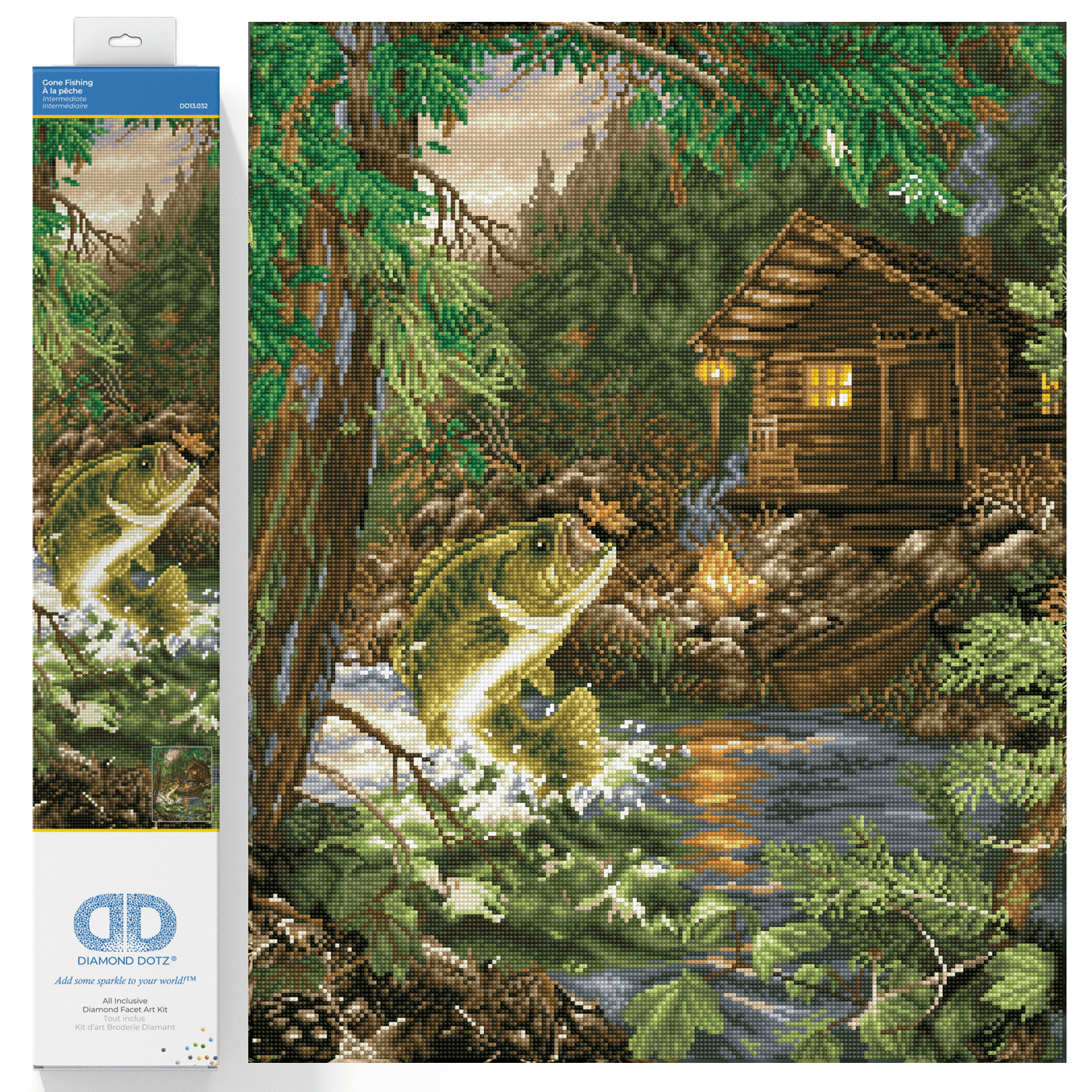 Diamond Dotz Gone Fishing Diamond Painting Kits for Adults - Diamond Art Kits a Relaxing Creative Craft Kit with Dotz Gems 28x22