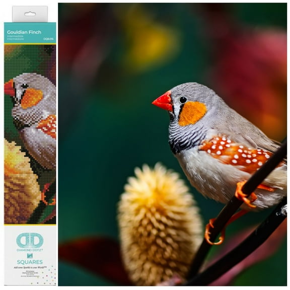 Diamond Dotz Gouldian Finch Diamond Painting Kits for Adults - Diamond Art Kits a Relaxing Creative Craft Kit with Dotz Gems 12.2x16.1