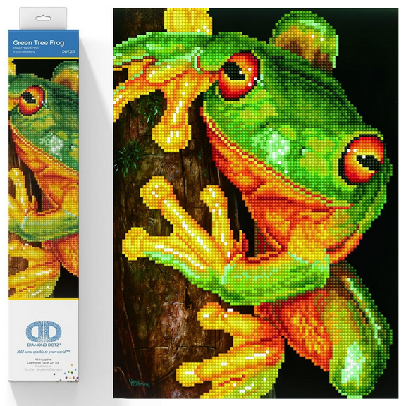 Diamond Dotz Green Tree Frog Reptile Diamond Painting Kits for Adults - Diamond Art Kits a Relaxing Creative Craft Kit with Dotz Gems 14.6"x10.6"