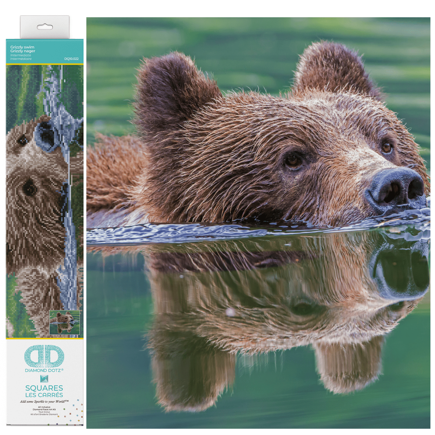 Diamond Dotz Grizzly swim Diamond Painting Kits for Adults - Diamond Art Kits a Relaxing Creative Craft Kit with Dotz Gems 20.5x16.5
