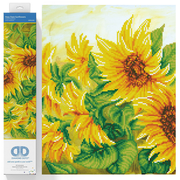 Diamond Dotz Hazy Daze Sunflowers Diamond Painting Kits for Adults - Diamond Art Kits a Relaxing Creative Craft Kit with Dotz Gems 16.1x22.4