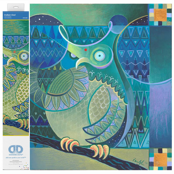 Diamond Dotz Indian Owl Diamond Painting Kits for Adults - Diamond Art Kits a Relaxing Creative Craft Kit with Dotz Gems 24.4x24.4