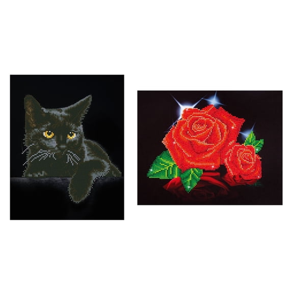 Diamond Dotz® Intermediate Black Cat & Rose Twins Diamond Painting Kit