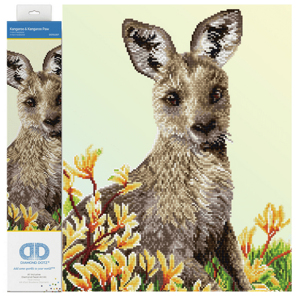 Diamond Dotz Kangaroo & Kangaroo Paw Animal  Diamond Painting Kits for Adults - Diamond Art Kits a Relaxing Creative Craft Kit with Dotz Gems 16.1"x20.1"