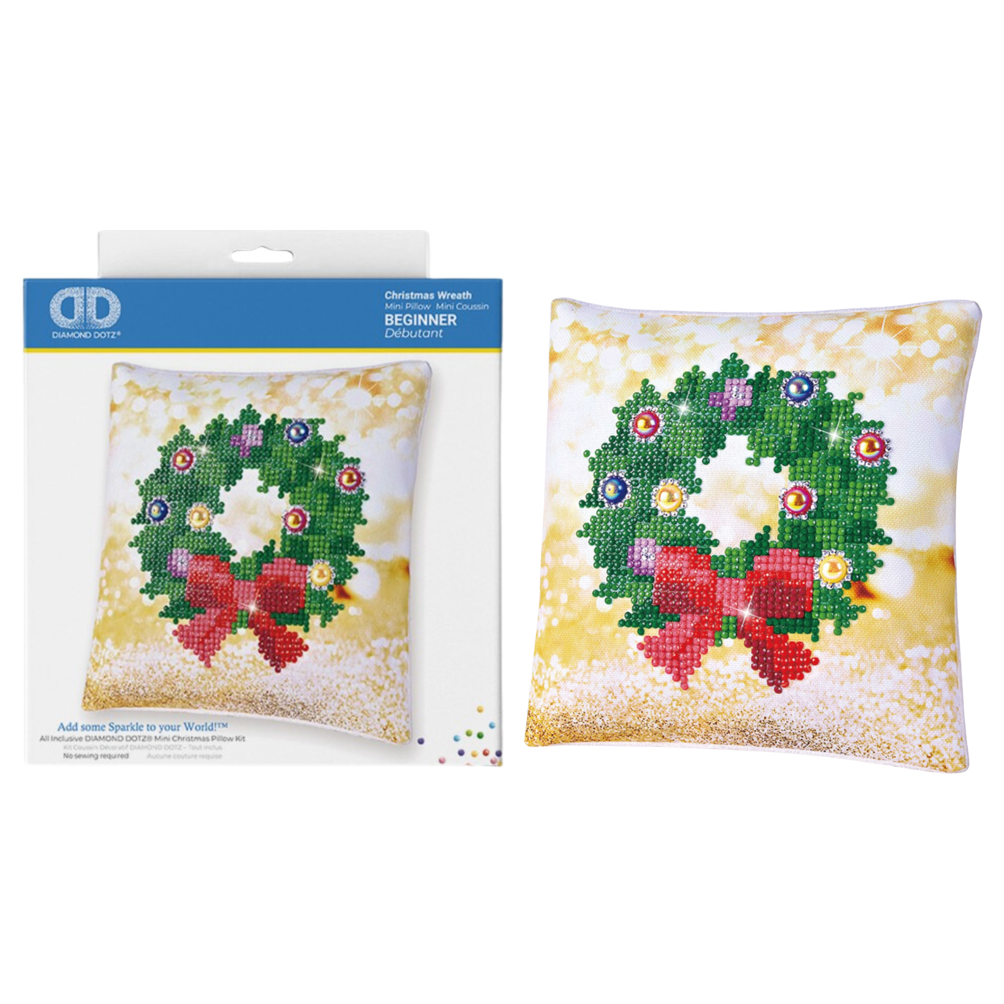 Christmas Wreath Diamond Painting Pillow Kit for Beginners