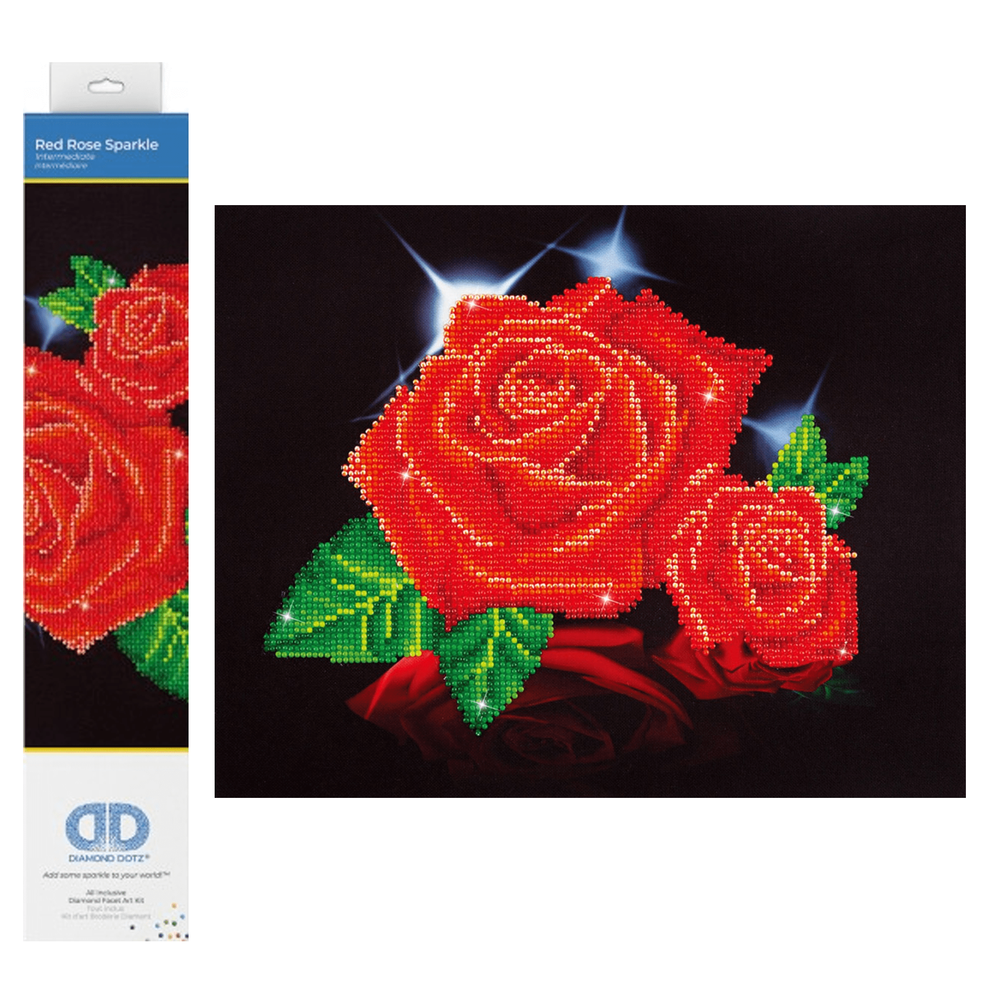 訳あり・ダイヤモンドアート・ローズレッド Diamond Dotz Kits - Red Rose Sparkle, Partial Drill, Round