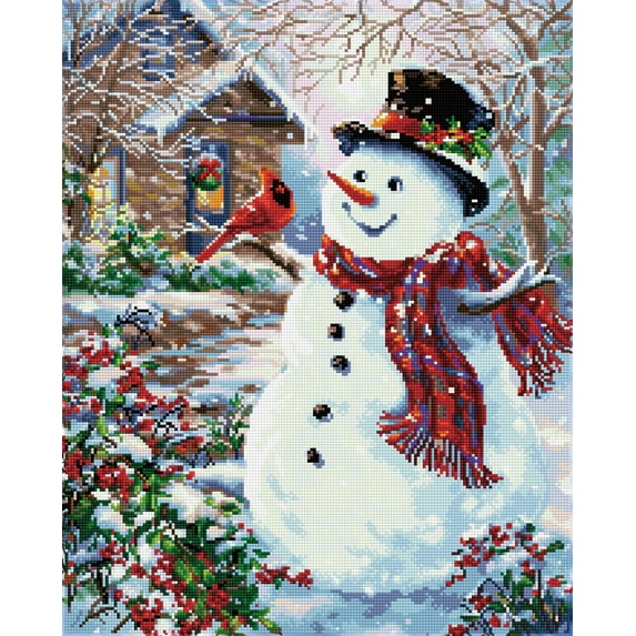 Diamond Dotz Kits - Snowman & Feathered Friend, Full Drill, Round Dotz, Diamond Painting Kits, Diamond Art Kits for Adults, Gem Art, Diamond Art, Diamond Dotz Kits, 24.4"x19.7"