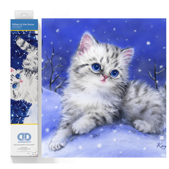 Diamond Dotz Kitten in the Snow Cat Diamond Painting Kits for Adults - Diamond Art Kits a Relaxing Creative Craft Kit with Dotz Gems 11"x14"