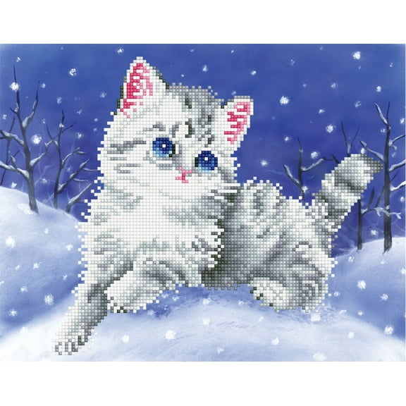 Diamond Dotz Kitten in the Snow Cat Diamond Painting Kits for Adults - Diamond Art Kits a Relaxing Creative Craft Kit with Dotz Gems 11"x14"