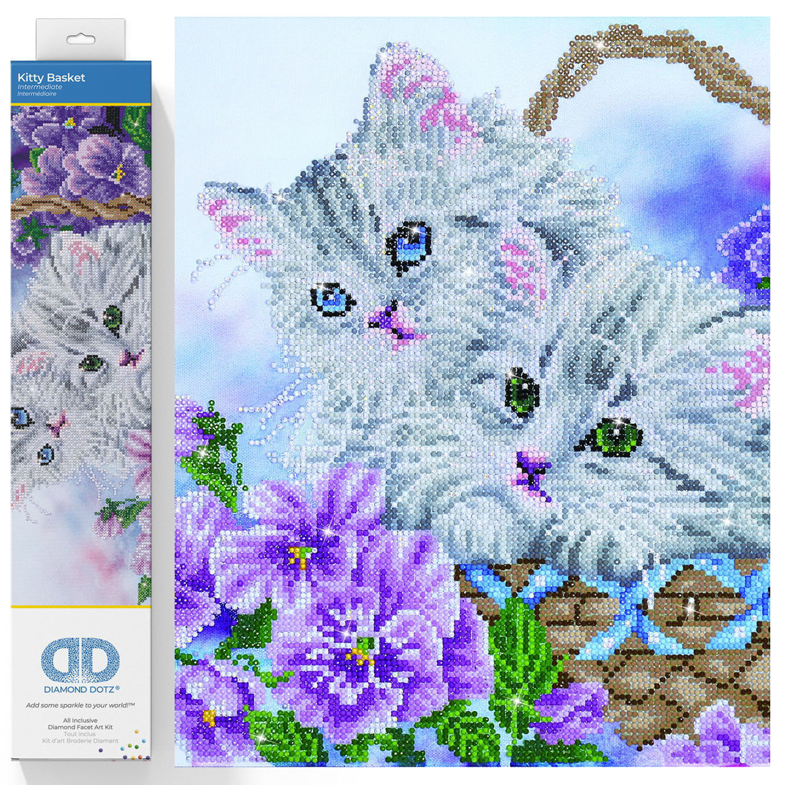 Diamond Dotz Kitty Basket Diamond Painting Kits for Adults - Diamond Art Kits a Relaxing Creative Craft Kit with Dotz Gems 15x20.5