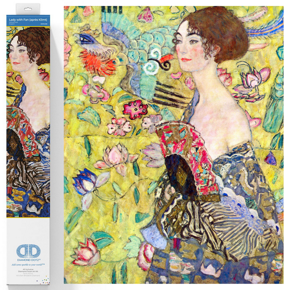 Diamond Dotz Lady with Fan (apres Klimt) Portrait Diamond Painting Kits for Adults - Diamond Art Kits a Relaxing Creative Craft Kit with Dotz Gems 26.4"x26.4"