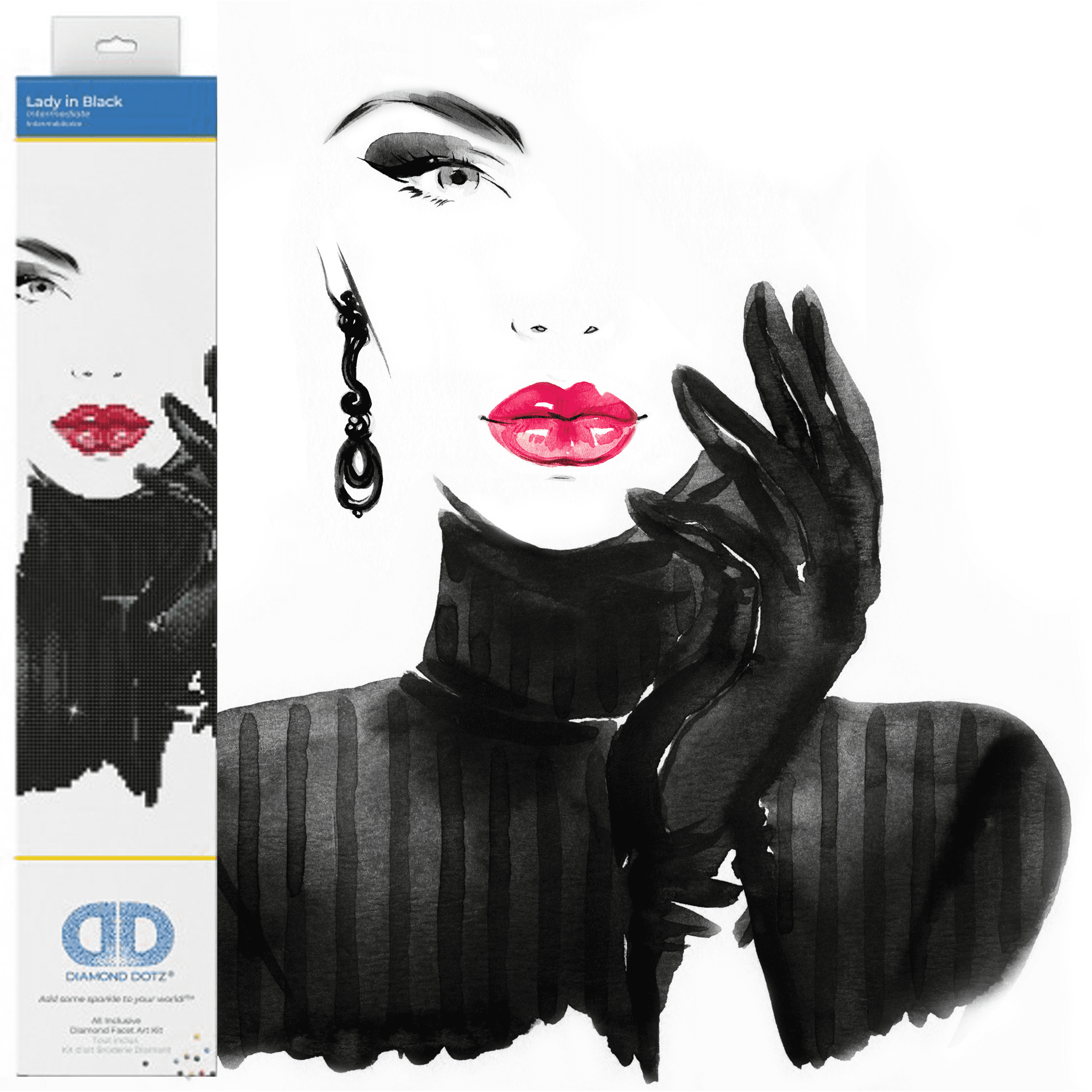 Diamond Dotz Lady in Black Diamond Painting Kits for Adults - Diamond Art Kits a Relaxing Creative Craft Kit with Dotz Gems 20.5x16.5