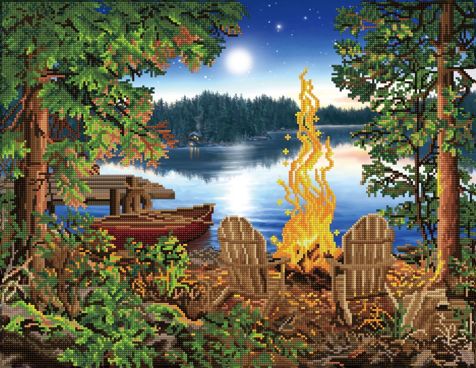 Lakeside Red Canoe