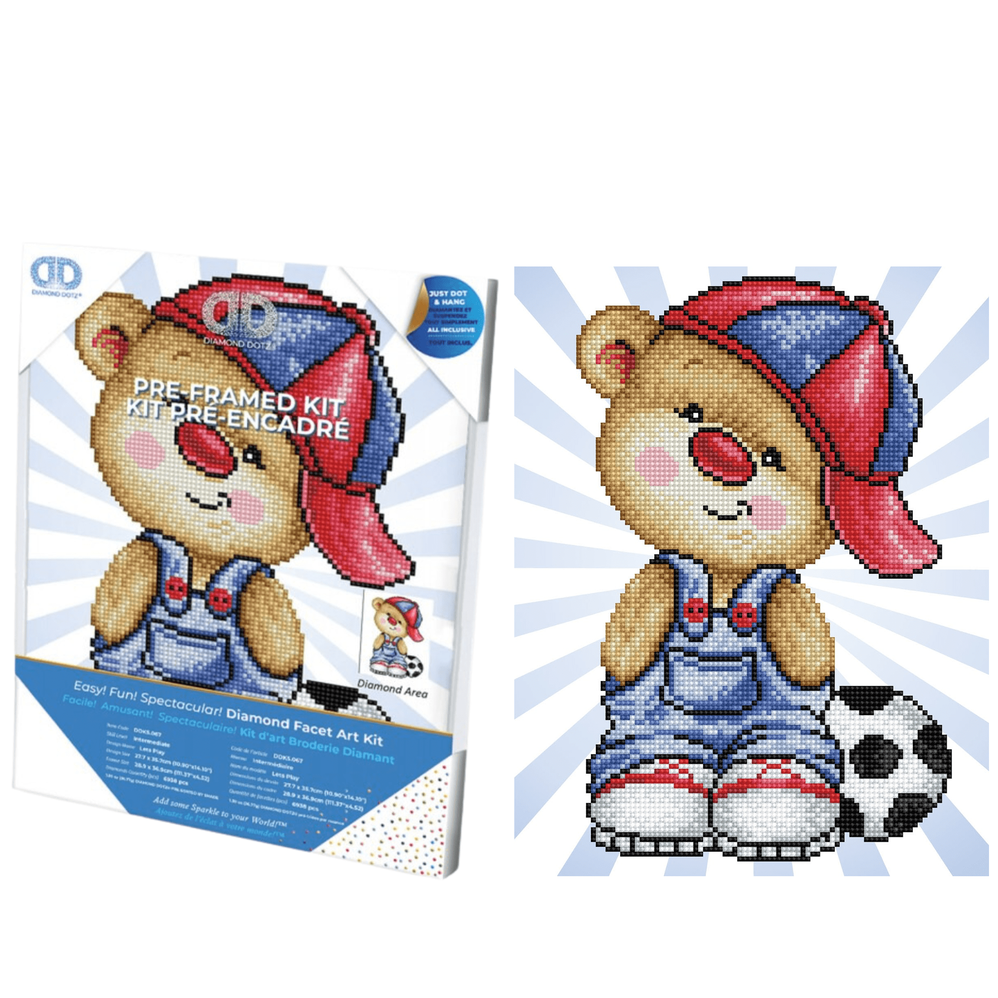 Diamond Dotz Lets Play with Frame Bear  Diamond Painting Kits for Adults - Diamond Art Kits a Relaxing Creative Craft Kit with Dotz Gems 14"x10.9"