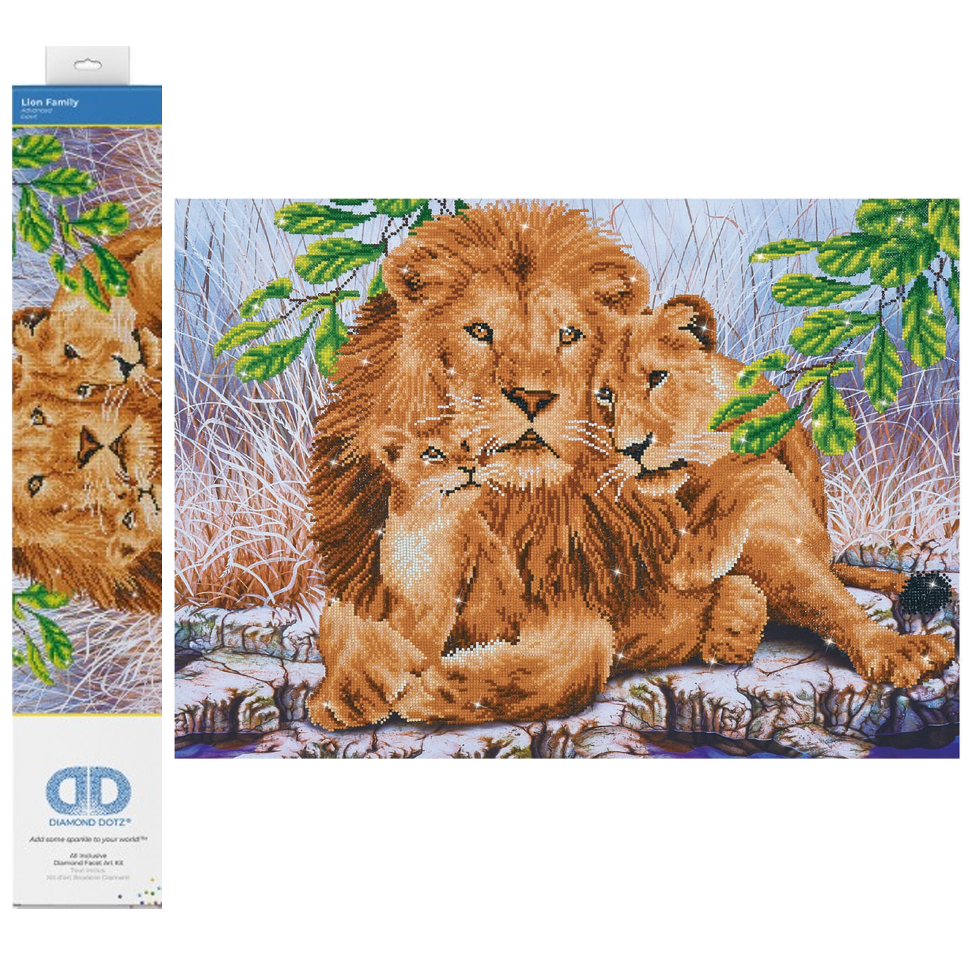 Diamond Dotz Lion Family Animal Diamond Painting Kits for Adults - Diamond Art Kits a Relaxing Creative Craft Kit with Dotz Gems 30.3"x21.6"