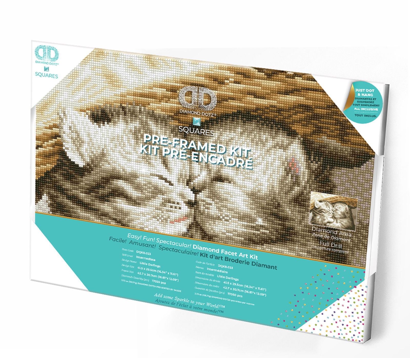 Diamond Dotz Little Darlings - Pre-Framed Kit Cat Diamond Painting Kits for Adults - Diamond Art Kits a Relaxing Creative Craft Kit with Dotz Gems 16.3"x11.6"