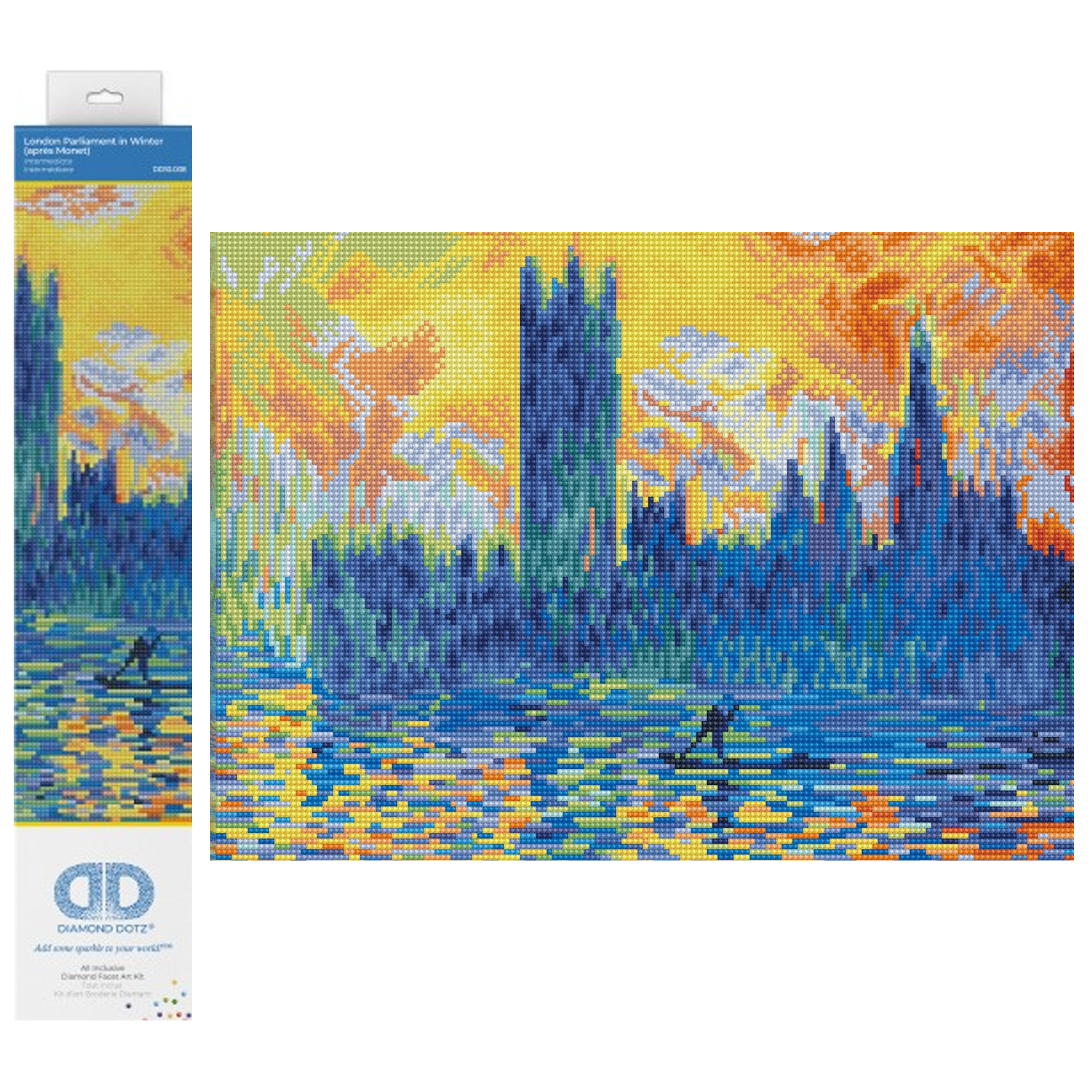 Diamond Dotz London Parliament in Winter (apr�s Monet) Landscape Diamond Painting Kits for Adults - Diamond Art Kits a Relaxing Creative Craft Kit with Dotz Gems 18.1"x16.1"