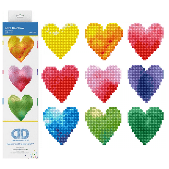 Diamond Dotz Love Rainbow Hearts Diamond Painting Kits for Adults - Diamond Art Kits a Relaxing Creative Craft Kit with Dotz Gems 9.5"x9.5"