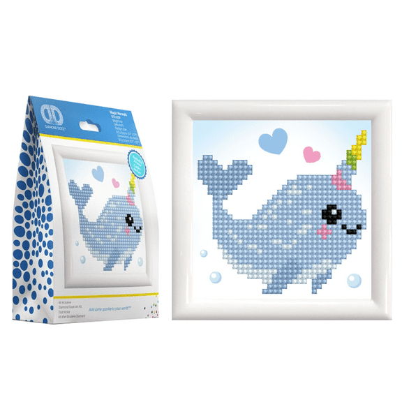 Diamond Dotz Magic Narwahl Animal Diamond Painting Kits for Adults - Diamond Art Kits a Relaxing Creative Craft Kit with Dotz Gems 4"x4"