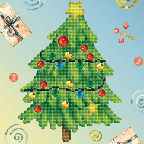 Diamond Dotz Merry Christmas Tree Dotz Box Winter Diamond Painting Kits for Adults - Diamond Art Kits a Relaxing Creative Craft Kit with Dotz Gems 11"x11"