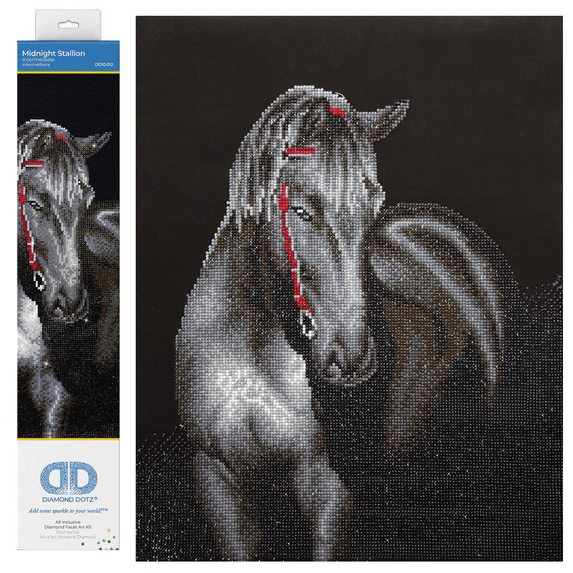 Diamond Dotz Midnight Stallion Horse Diamond Painting Kits for Adults - Diamond Art Kits a Relaxing Creative Craft Kit with Dotz Gems 20.9"x16.5"