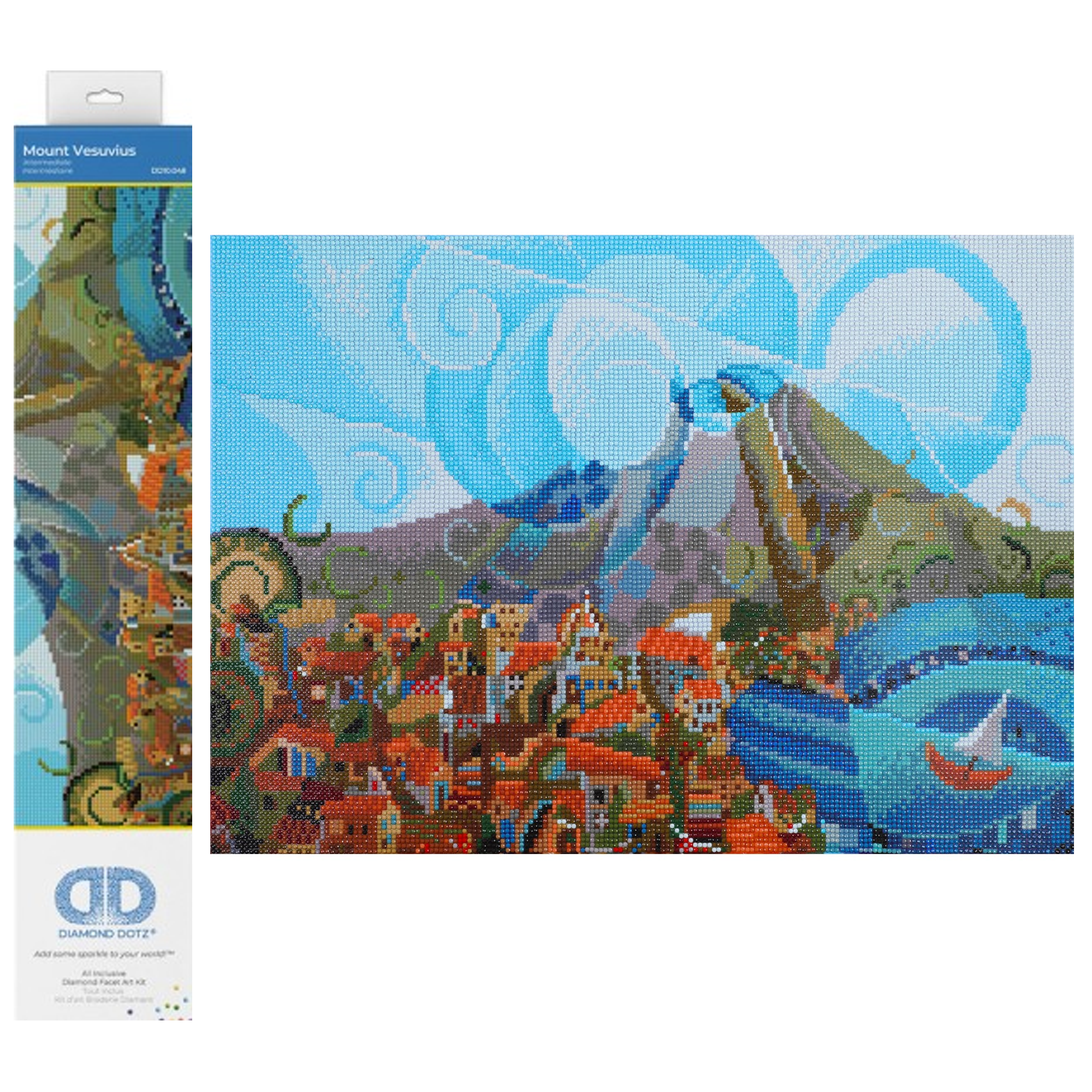 Diamond Dotz Mount Vesuvius Landscape Diamond Painting Kits for Adults - Diamond Art Kits a Relaxing Creative Craft Kit with Dotz Gems  14.6"x20.5"