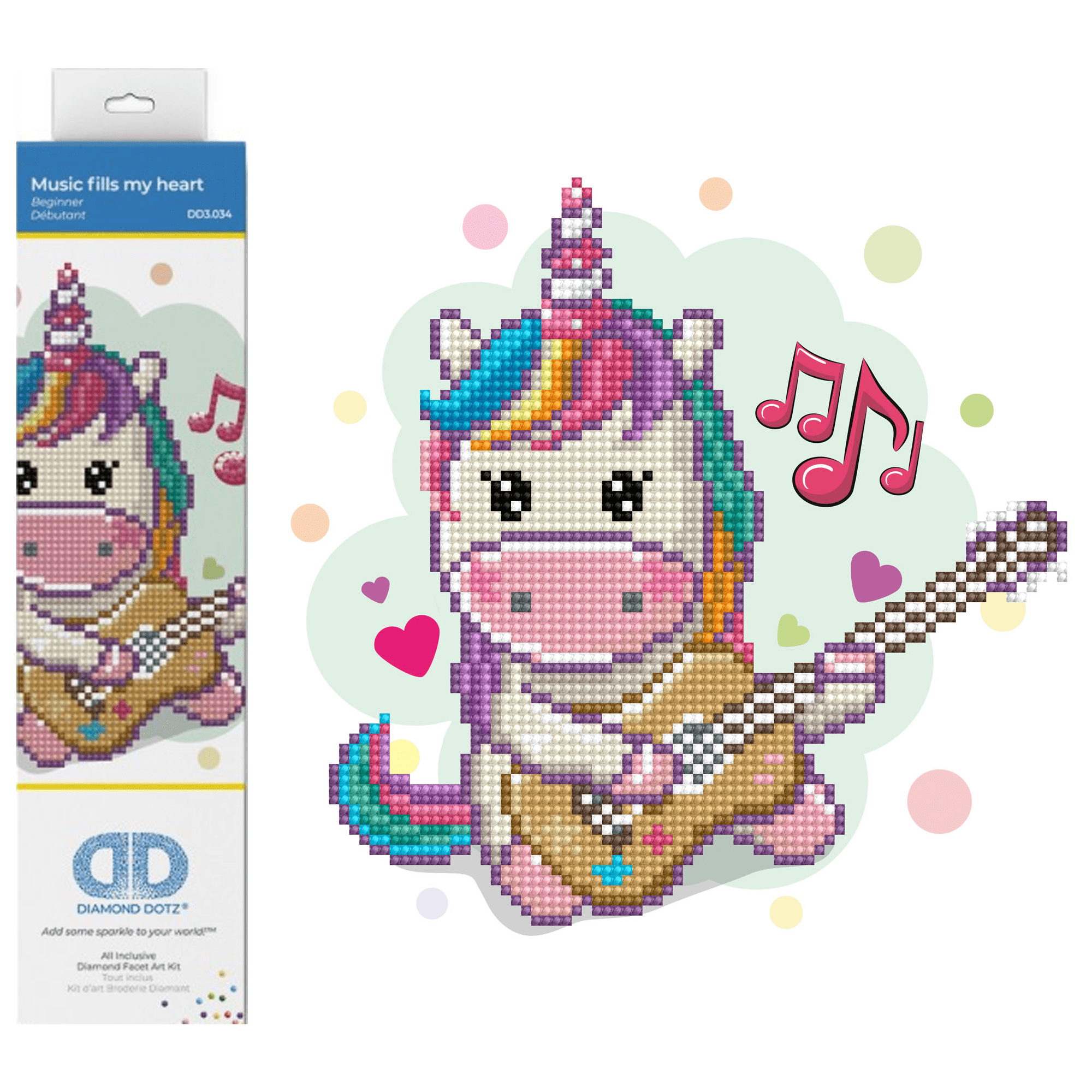 Diamond Dotz Music Fills My Heart Unicorn Diamond Painting Kits for Adults - Diamond Art Kits a Relaxing Creative Craft Kit with Dotz Gems   9"x9"