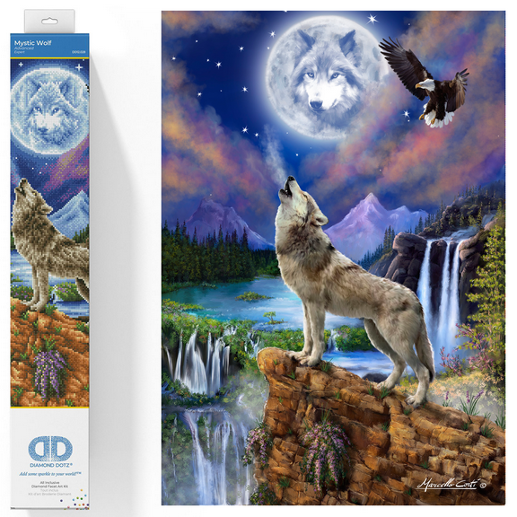 Diamond Dotz Mystic Wolf Diamond Painting Kits for Adults - Diamond Art Kits a Relaxing Creative Craft Kit with Dotz Gems 26.4x18.5