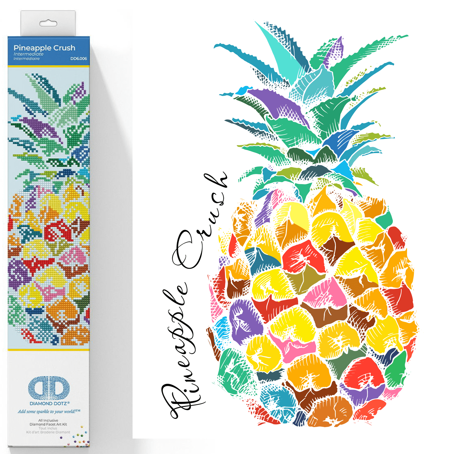 Diamond Dotz Pineapple Crush Fruit Diamond Painting Kits for Adults - Diamond Art Kits a Relaxing Creative Craft Kit with Dotz Gems 15.4"x11"