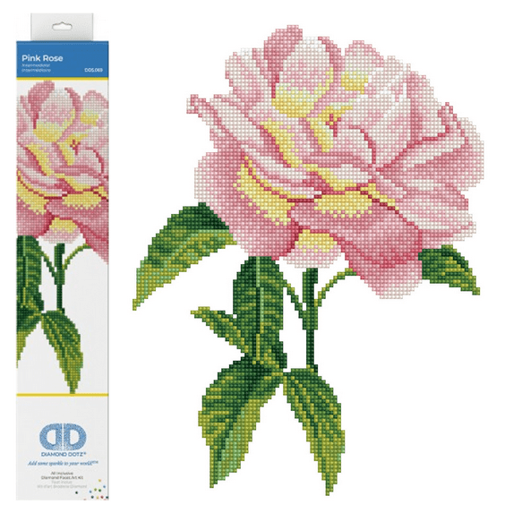 Diamond Dotz Pink Rose Flower Diamond Painting Kits for Adults - Diamond Art Kits a Relaxing Creative Craft Kit with Dotz Gems 10"x14"