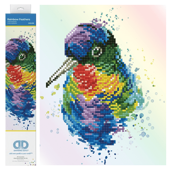 Diamond Dotz Rainbow Feathers Birds Diamond Painting Kits for Adults - Diamond Art Kits a Relaxing Creative Craft Kit with Dotz Gems 9"x11"