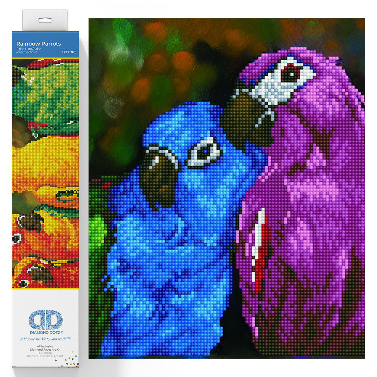 Diamond Dotz Rainbow Parrots Diamond Painting Kits for Adults - Diamond Art Kits a Relaxing Creative Craft Kit with Dotz Gems 11.8x30.3