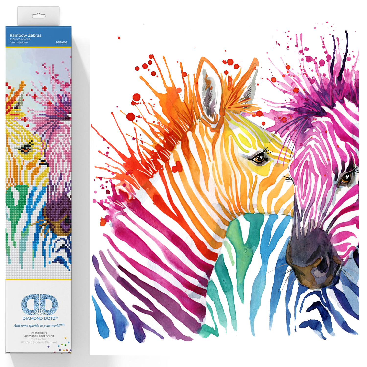 Diamond Dotz Rainbow Zebras Diamond Painting Kits for Adults - Diamond Art Kits a Relaxing Creative Craft Kit with Dotz Gems 15.7x15.7
