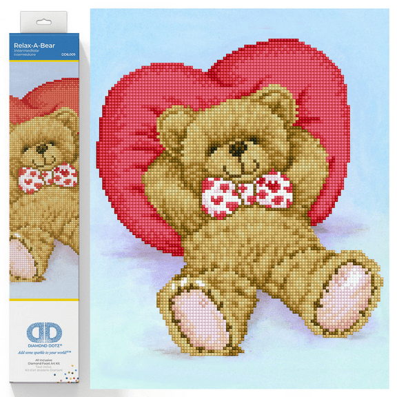 Diamond Dotz Relax-A-Bear Diamond Painting Kits for Adults - Diamond Art Kits a Relaxing Creative Craft Kit with Dotz Gems 13.8x10.6