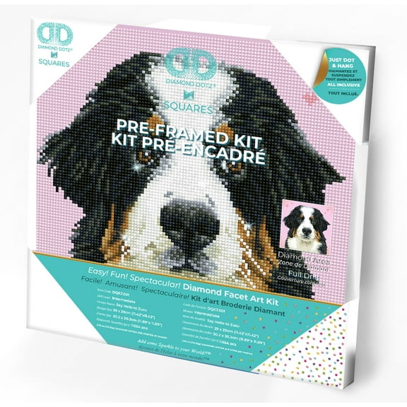 Diamond Dotz Say Hello to Zuzu - Pre-Framed Kit Dog Diamond Painting Kits for Adults - Diamond Art Kits a Relaxing Creative Craft Kit with Dotz Gems 11.4"x11.4"