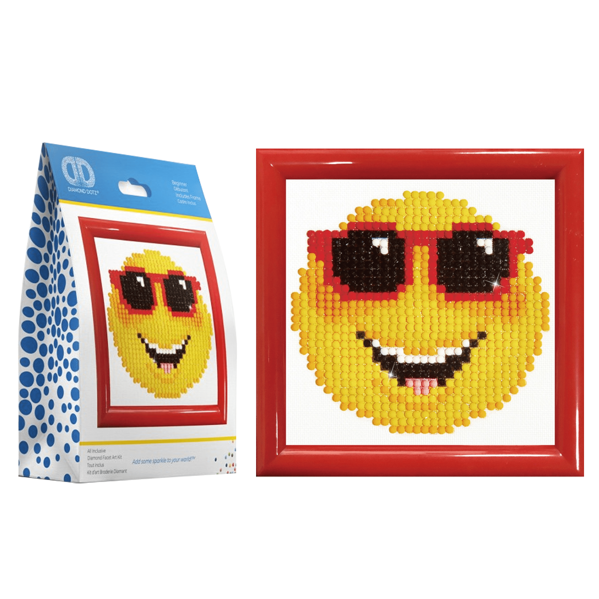 Diamond Dotz Smiling Face Kit with Frame Emoji Diamond Painting Kits for Adults - Diamond Art Kits a Relaxing Creative Craft Kit with Dotz Gems 3.5"x3.5"
