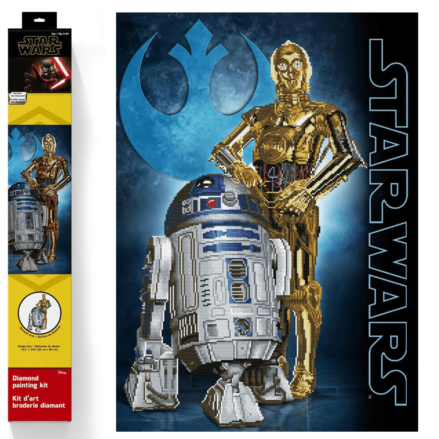 Open Box Diamond Dotz Star Wars Droids Diamond Painting Kits for Adults - Diamond Art Kits a Relaxing Creative Craft Kit with Dotz Gems 20x16
